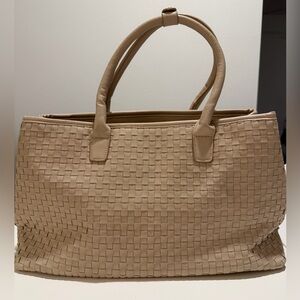 NEW Lulu Dharma Cream Woven Vegan Leather Tote Bag